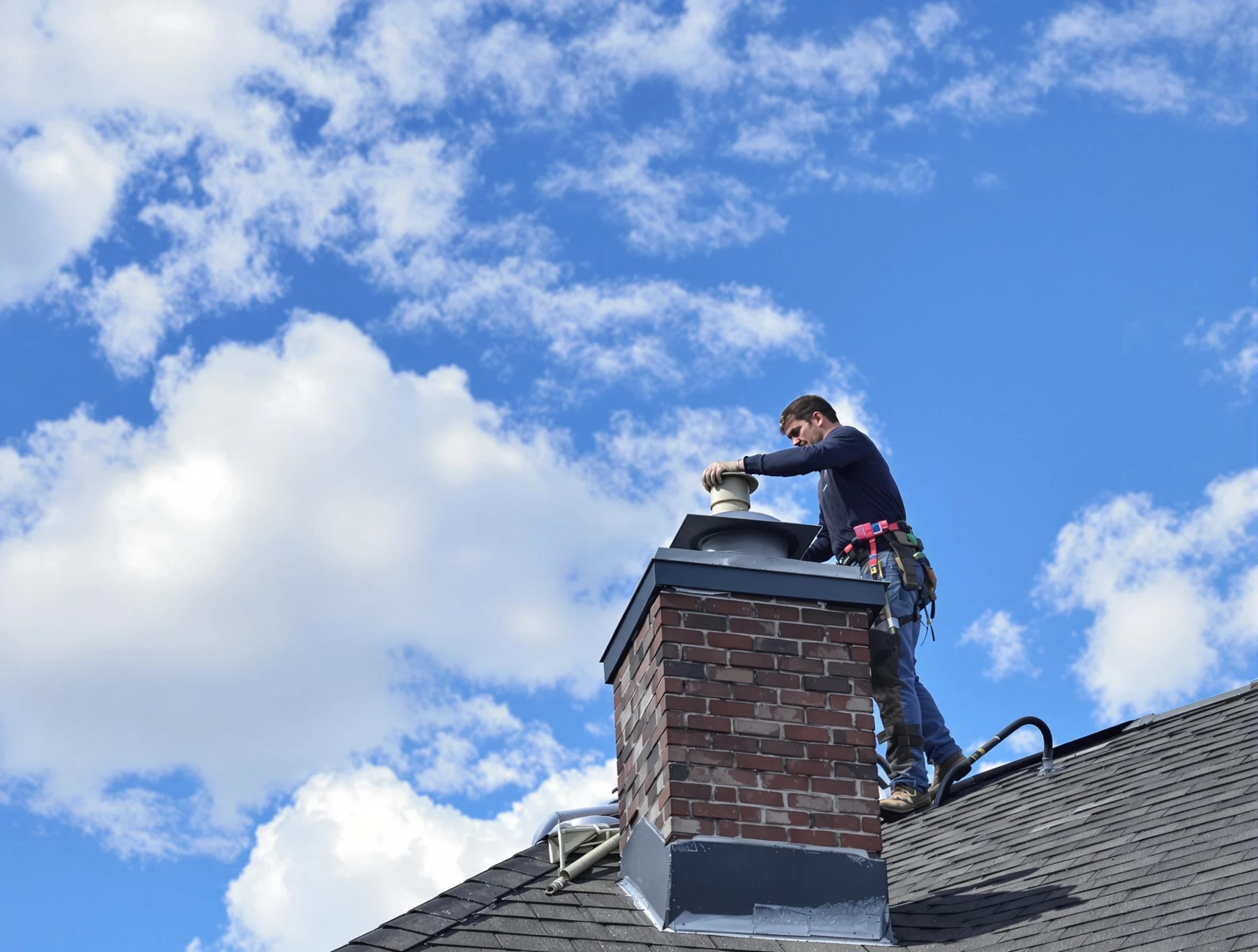 Commerce City Chimney Sweep installing a sturdy chimney cap in Commerce City, CO