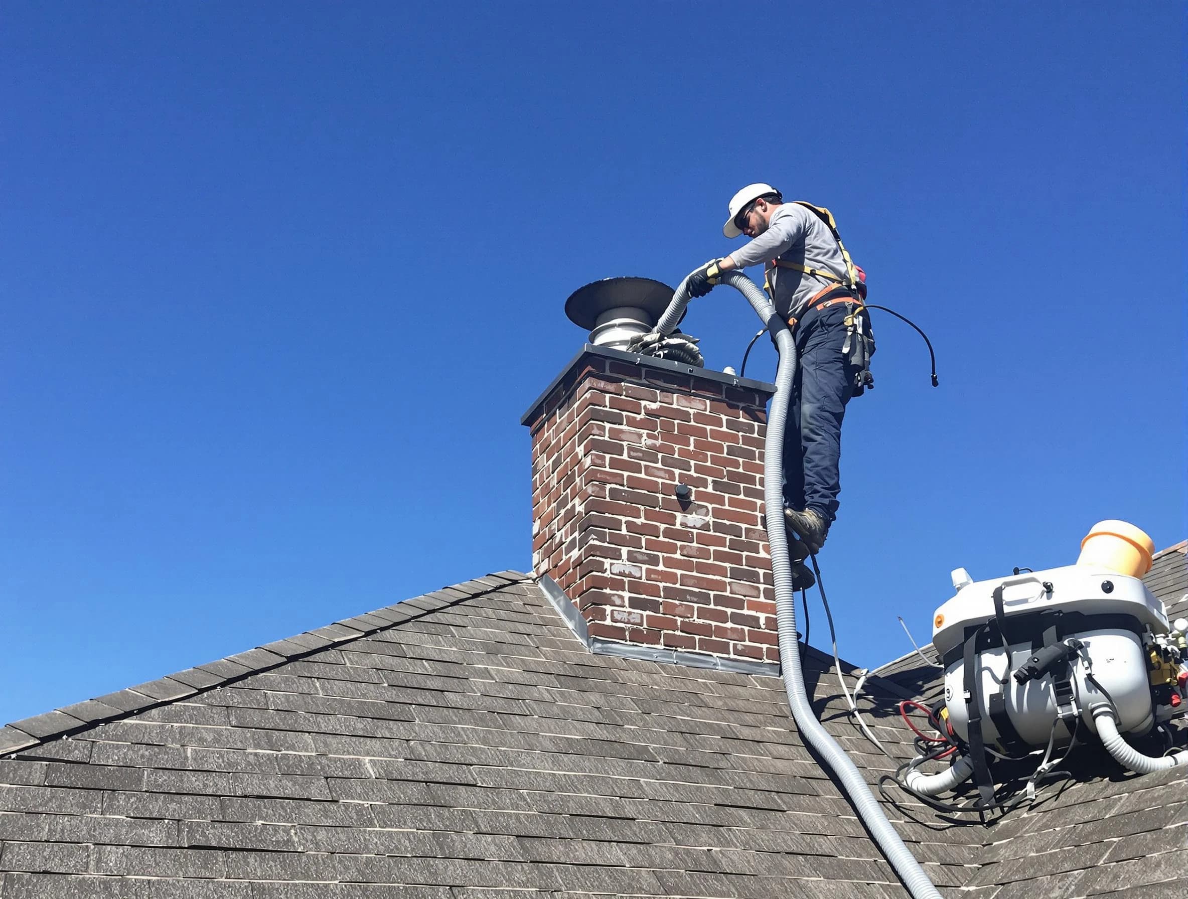 Dedicated Commerce City Chimney Sweep team member cleaning a chimney in Commerce City, CO