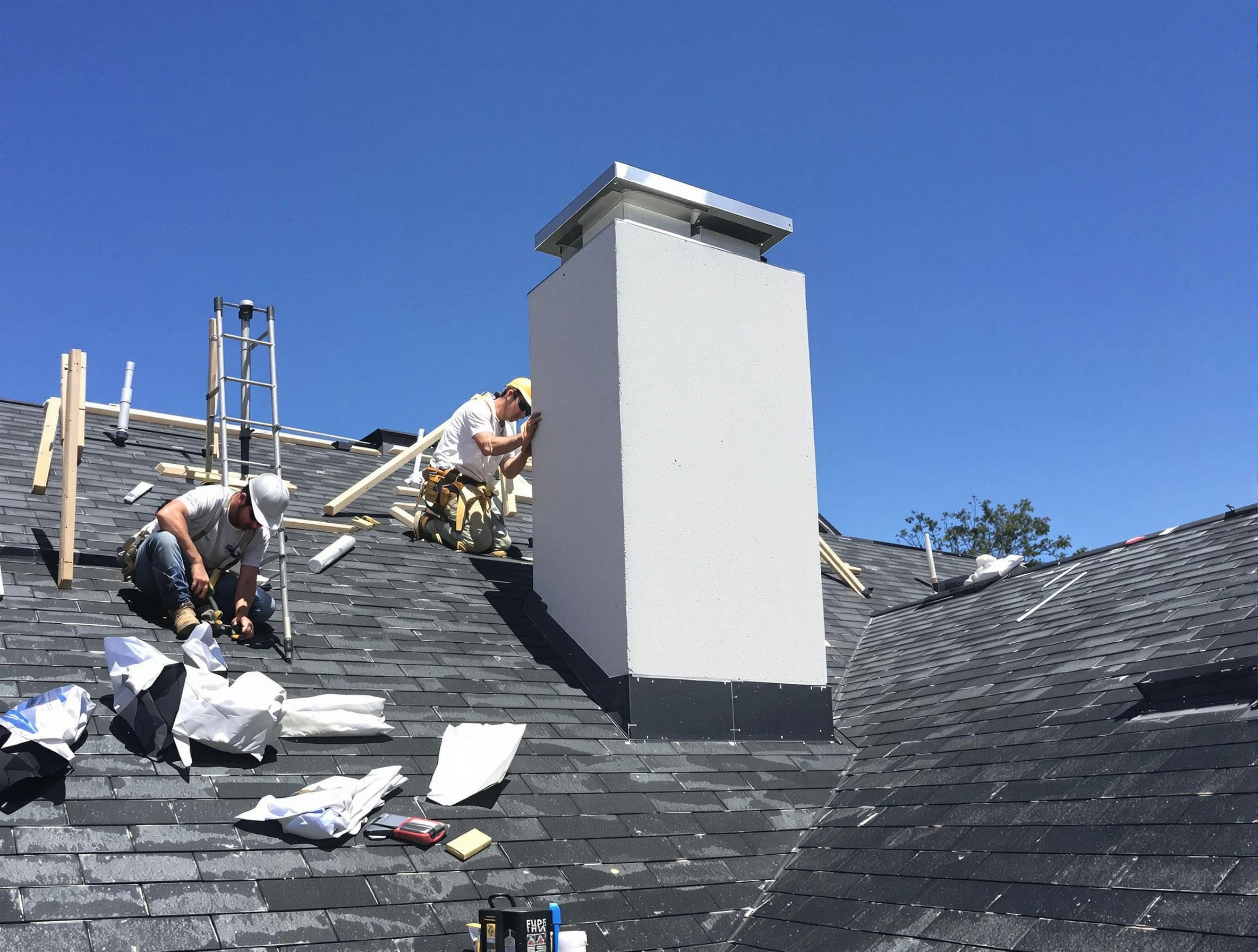 Commerce City Chimney Sweep crew installing a new chimney in Commerce City, CO