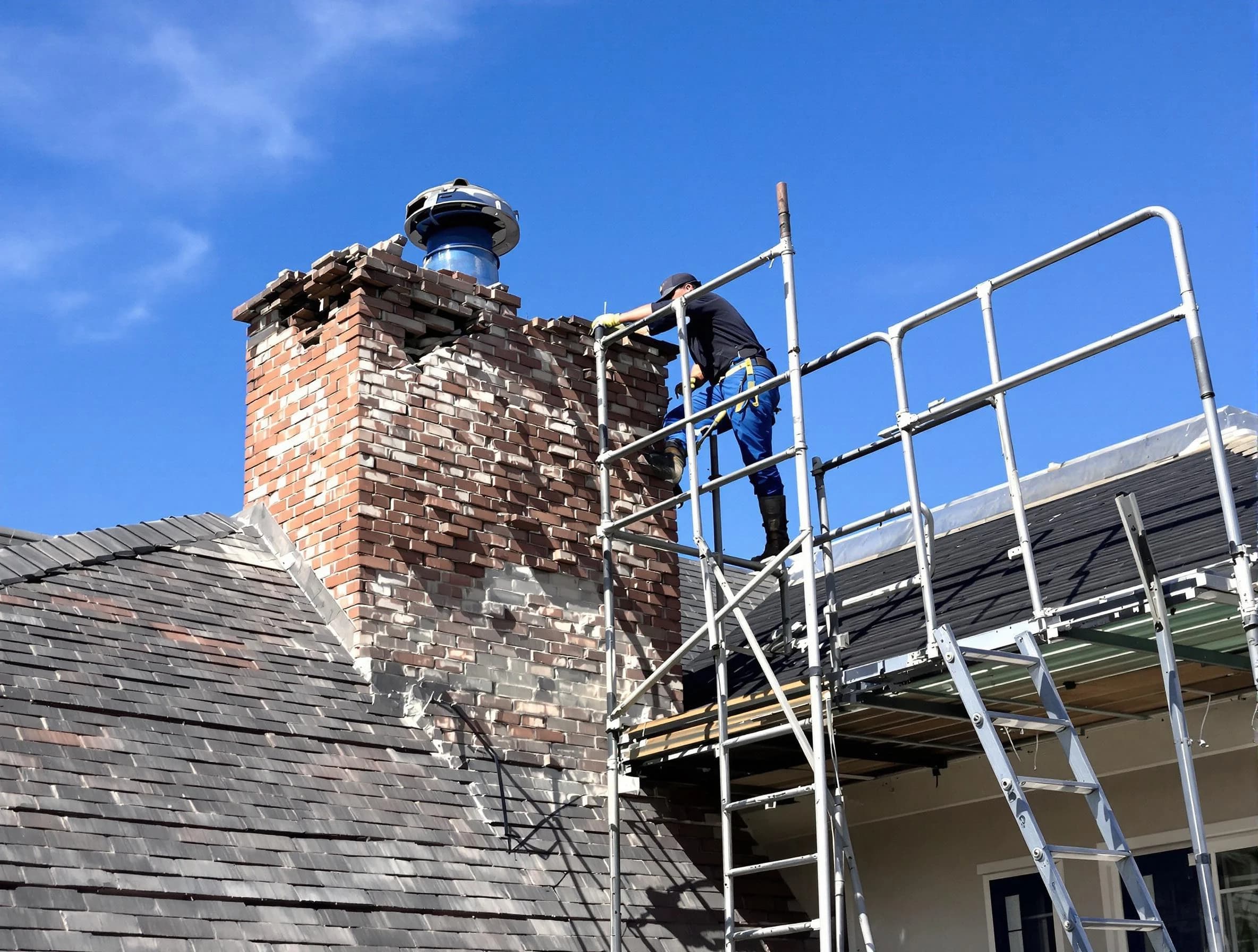 Rebuilding a chimney structure by Commerce City Chimney Sweep in Commerce City, CO