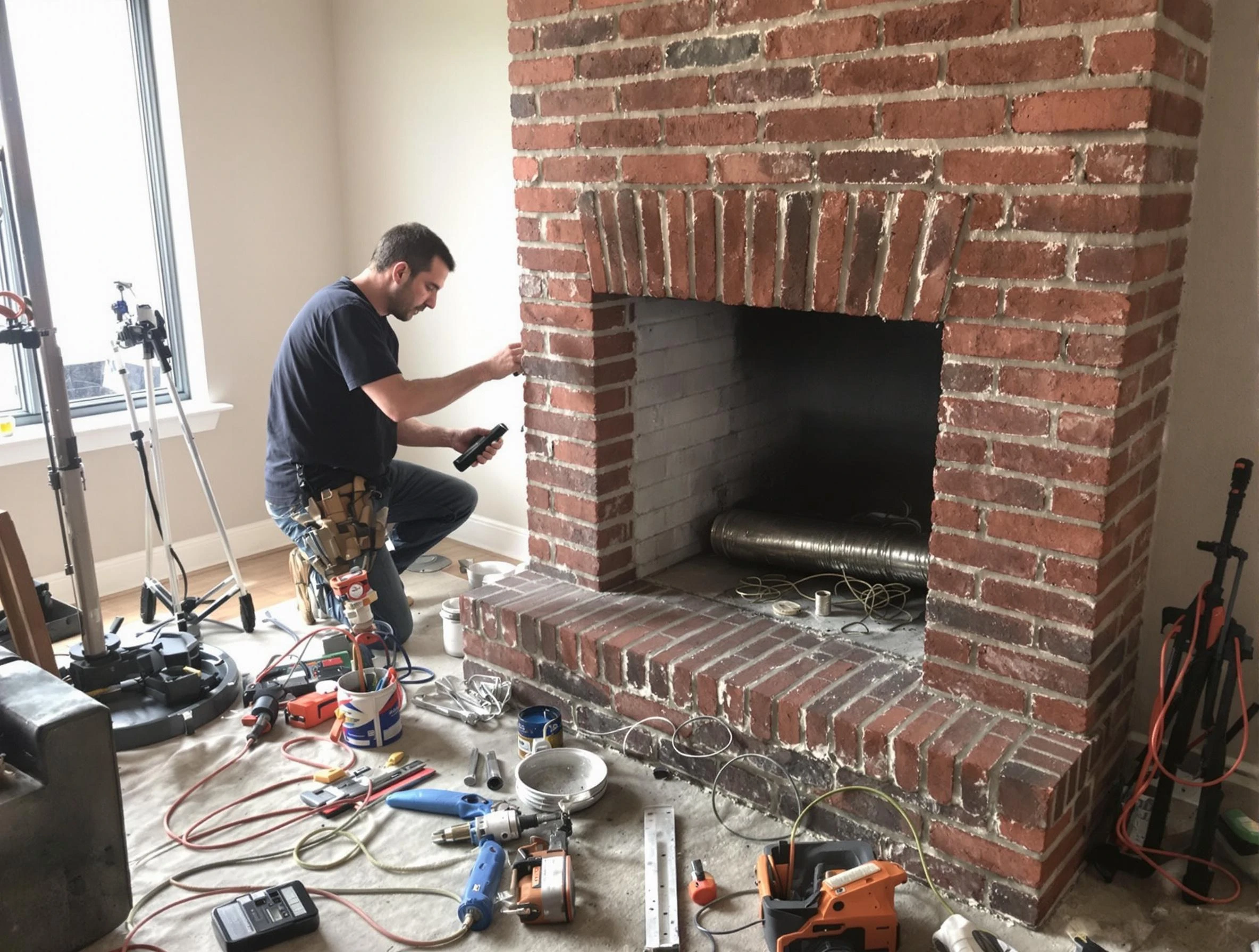 Commerce City Chimney Sweep specialist finalizing chimney liner service in Commerce City, CO