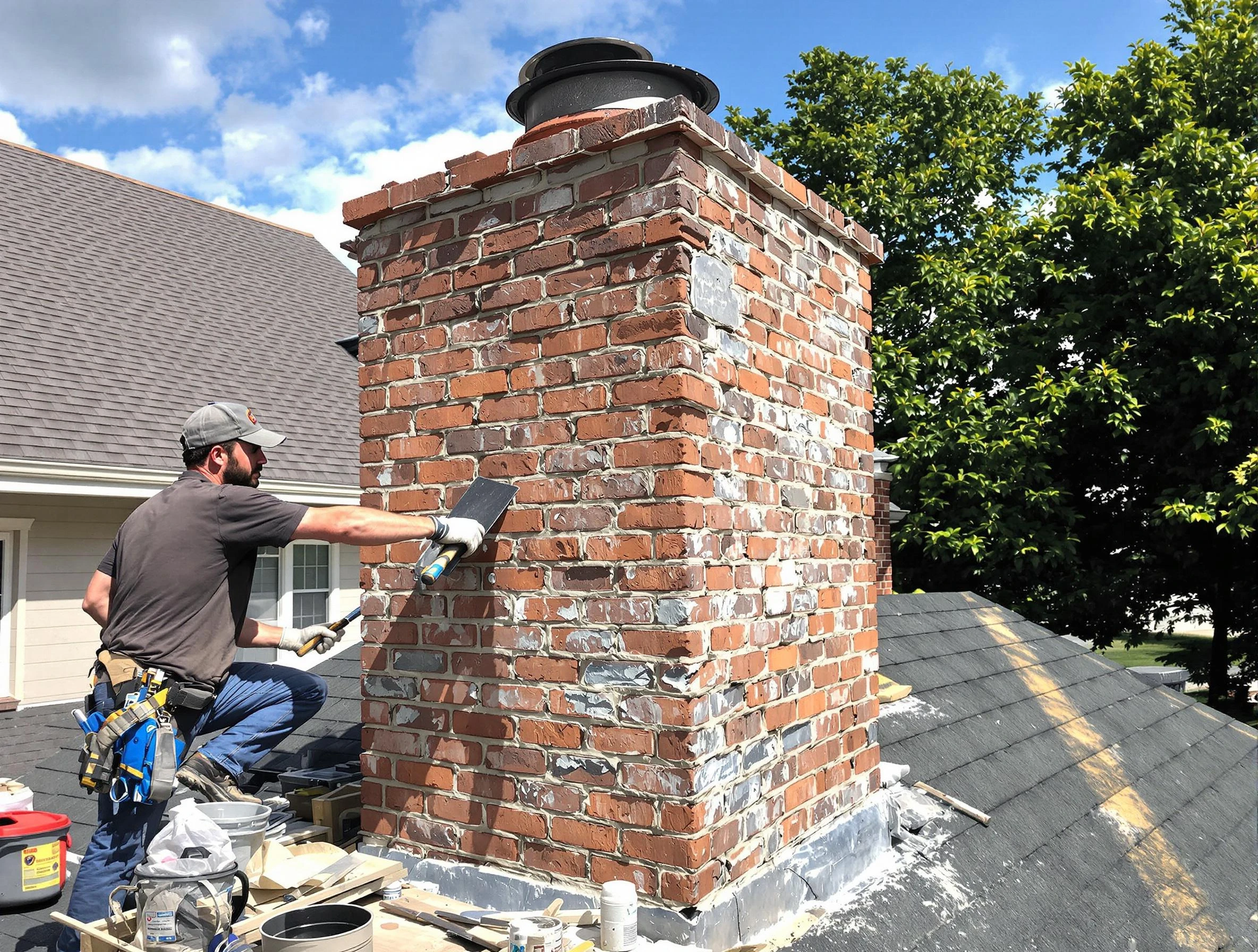 Completed chimney rebuild by Commerce City Chimney Sweep in Commerce City, CO