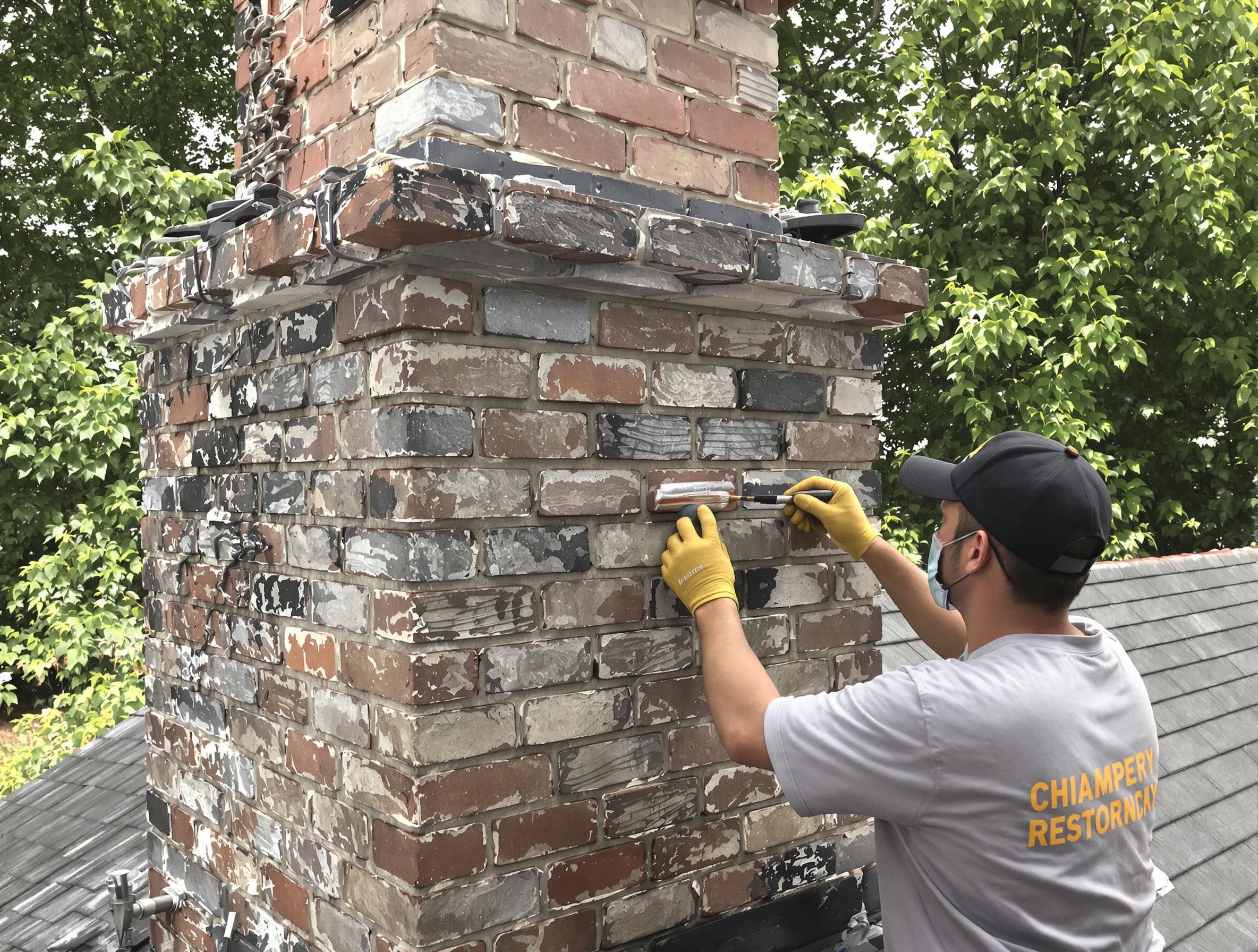 In-progress chimney restoration by Commerce City Chimney Sweep in Commerce City, CO