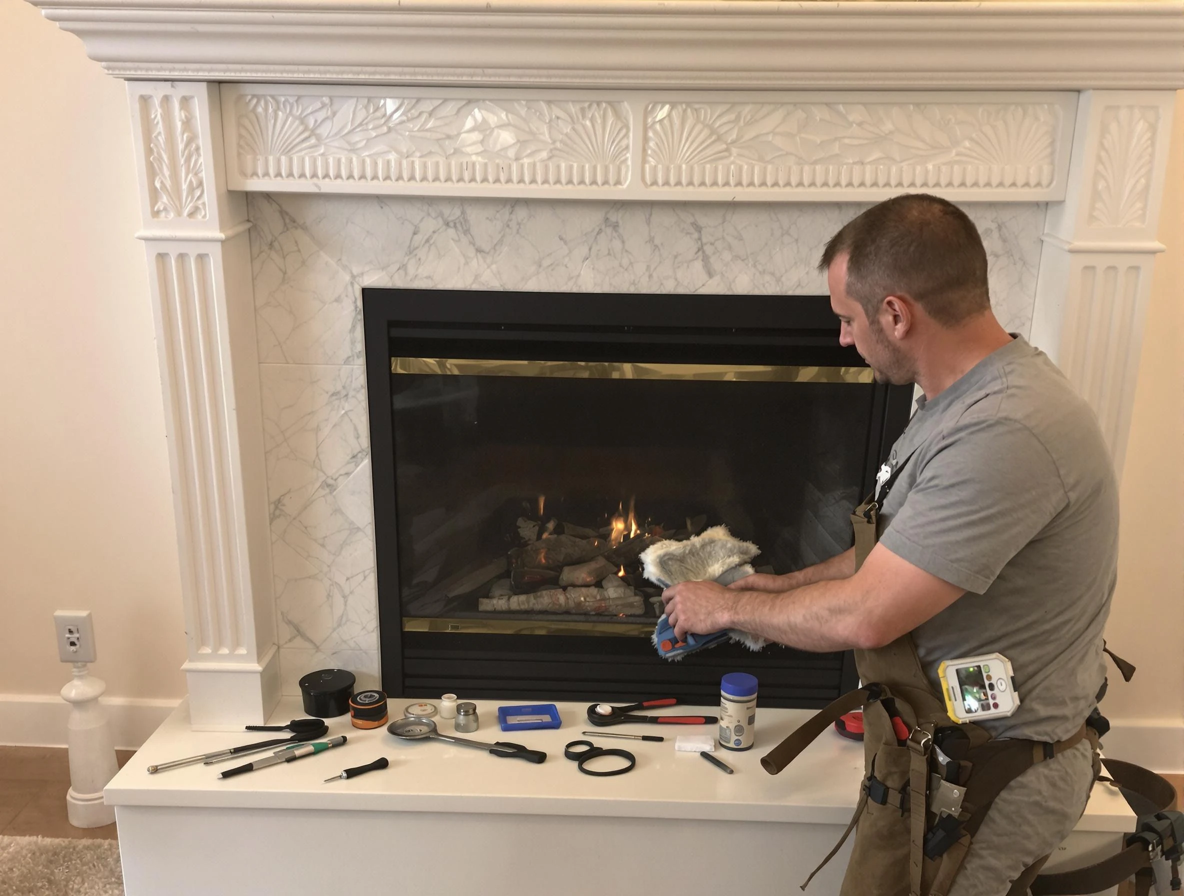 Commerce City Chimney Sweep performing fireplace maintenance in Commerce City, CO